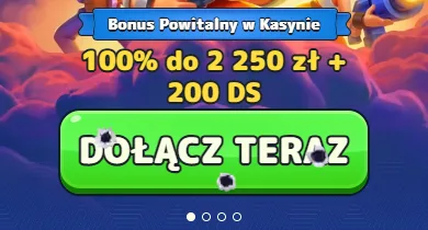 Bonus powitalny w kasyno Pistolo Kasyno Pistolo – karta bonusu powitalnego 100% do 2 250 zł + 200 DS z zielonym przyciskiem